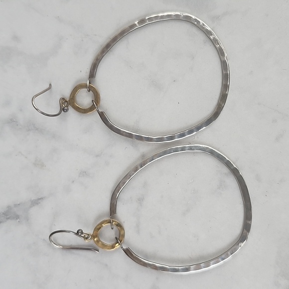 BARSE SILVER DANGLE HOOP EARRINGS - Picture 2 of 6